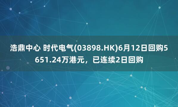 浩鼎中心 时代电气(03898.HK)6月12日回购5651.24万港元，已连续2日回购